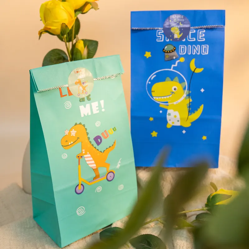علاج أكياس الحلوى جميلة ديناصور هدية هدية عيد ميلاد حفلة استحمام الطفل مفتوحة أعلى الوقوف لصالح DIY التغليف Deco 220427