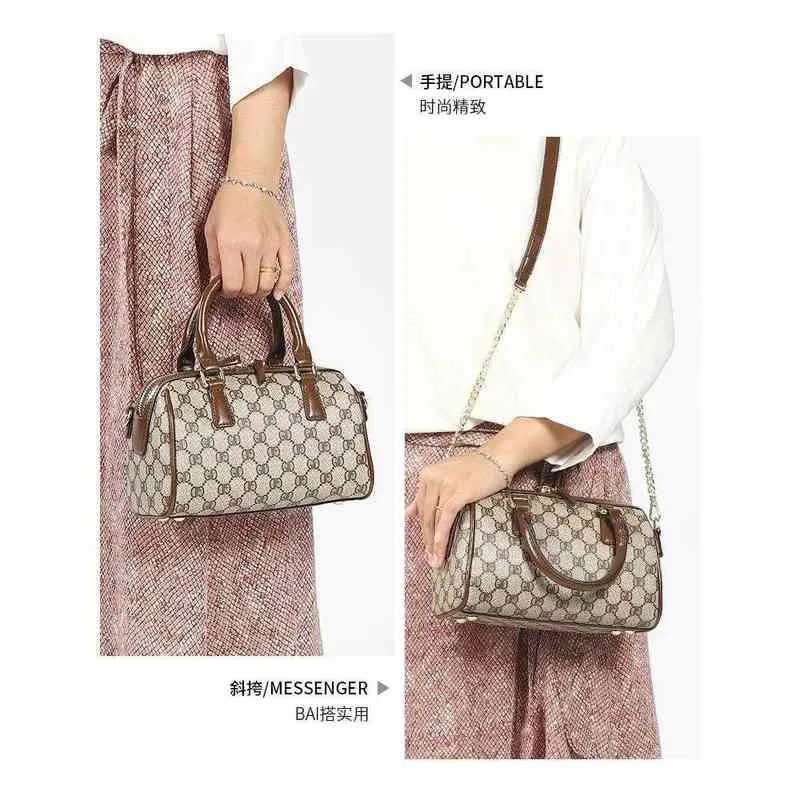 Handväska Autumn och Winter Bag Kvinnors nya läder Sling Axel Messenger Bag Cylinder Handväska Boston Pillow Bag