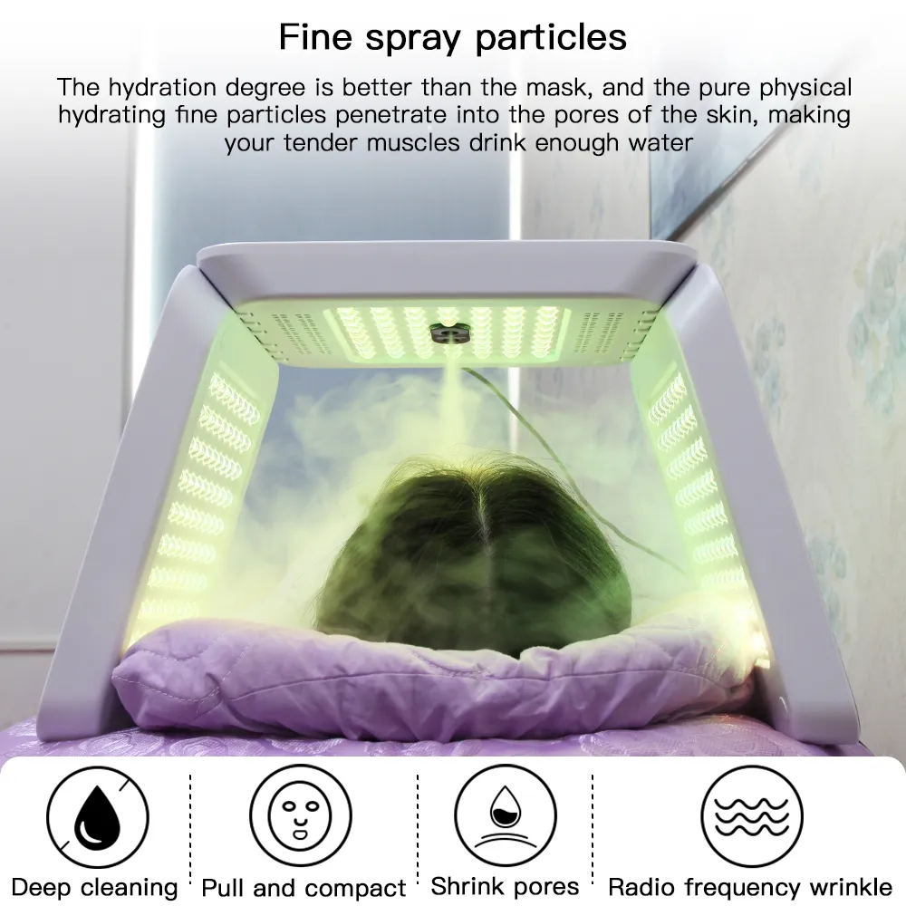 Zmuszanie skóry LED Parowiec do twarzy nano mgła spray w podczerwieni 7 kolorów LED Light Therapy Maszyna kosmetyczna do użytku w salonie