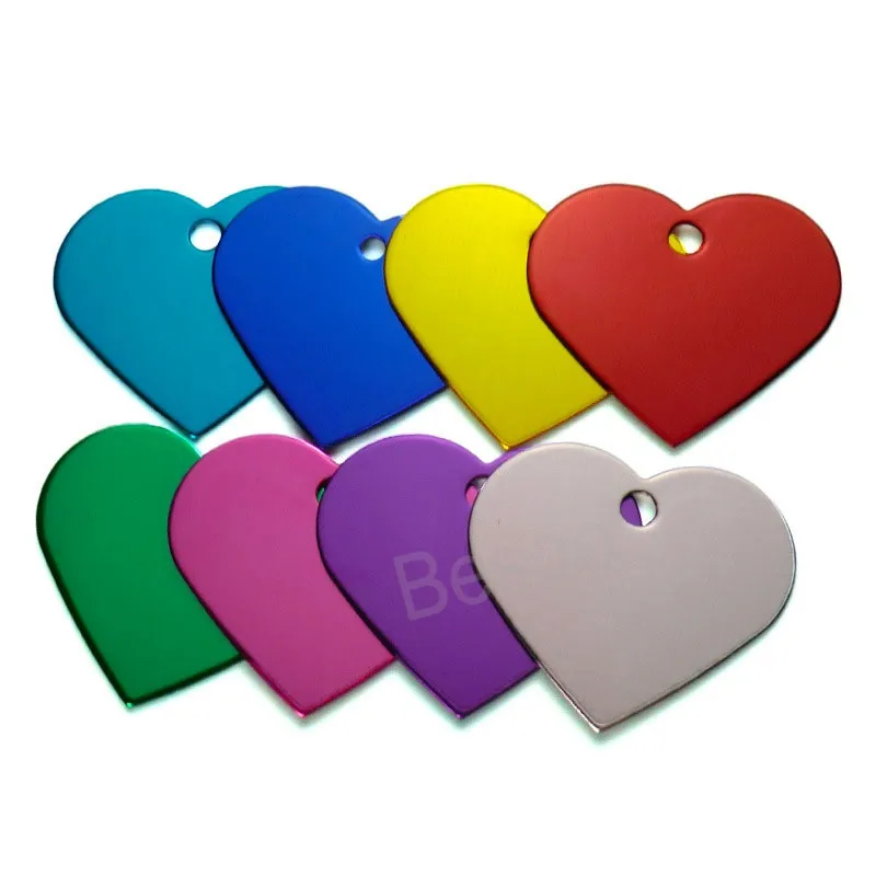 Heart Shape Anti-lost Dog Tag Pet Dogs Metal Blank Tags Aluminium Double Sided No Chain ID Card Pets Engraved Blank Label BH6503 TYJ