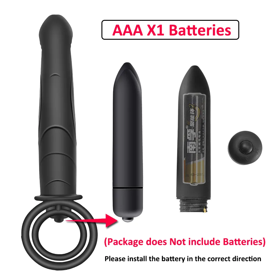 10 lägen dubbel penetration vibrator anal plug Sexig leksaker för par strapon dildo rem på penis kvinnor man