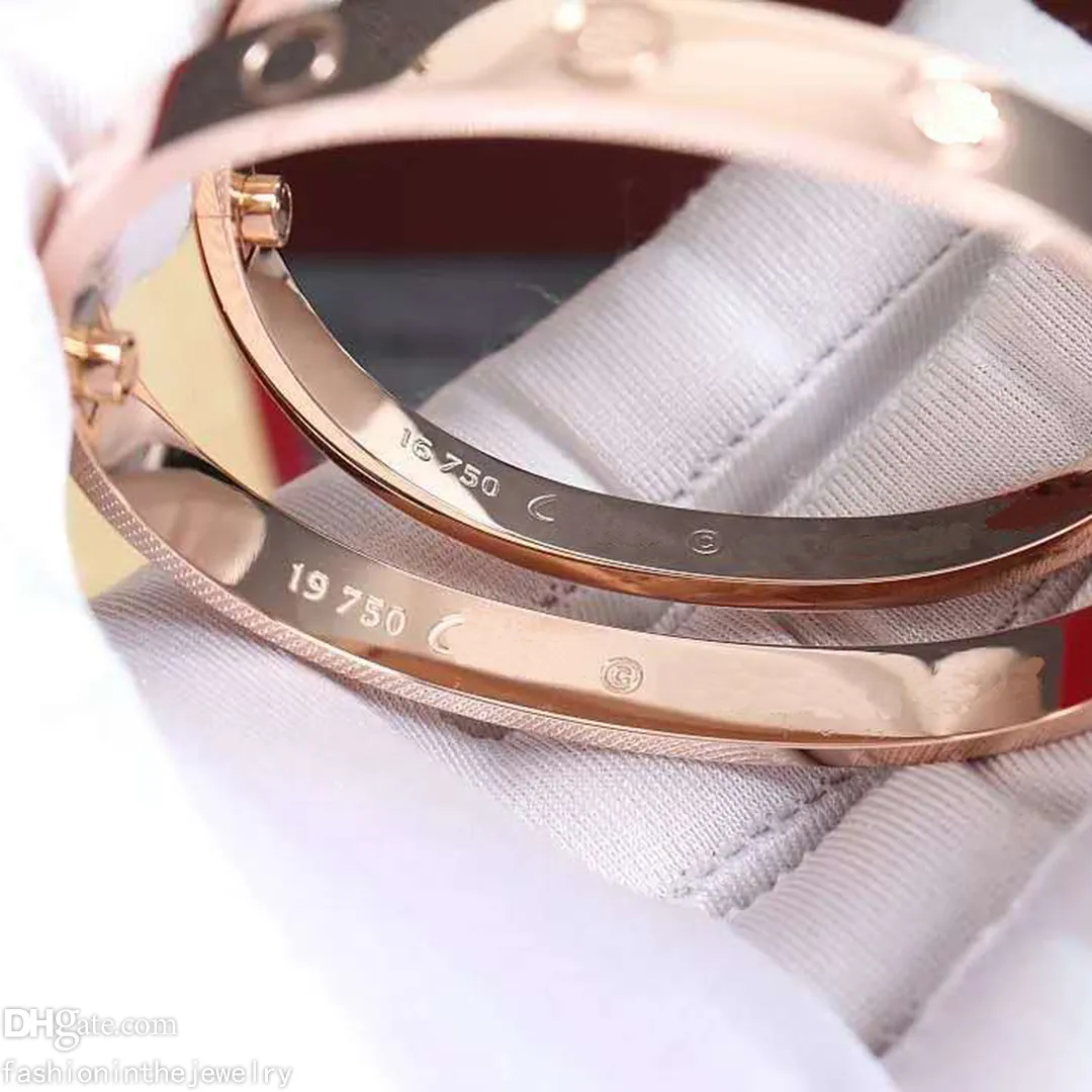 Designer smycken armband med skruvmejsel mode armband skruv design guld för kvinnor plus size diamant nagelsilver 6mm bred 8 inc335y
