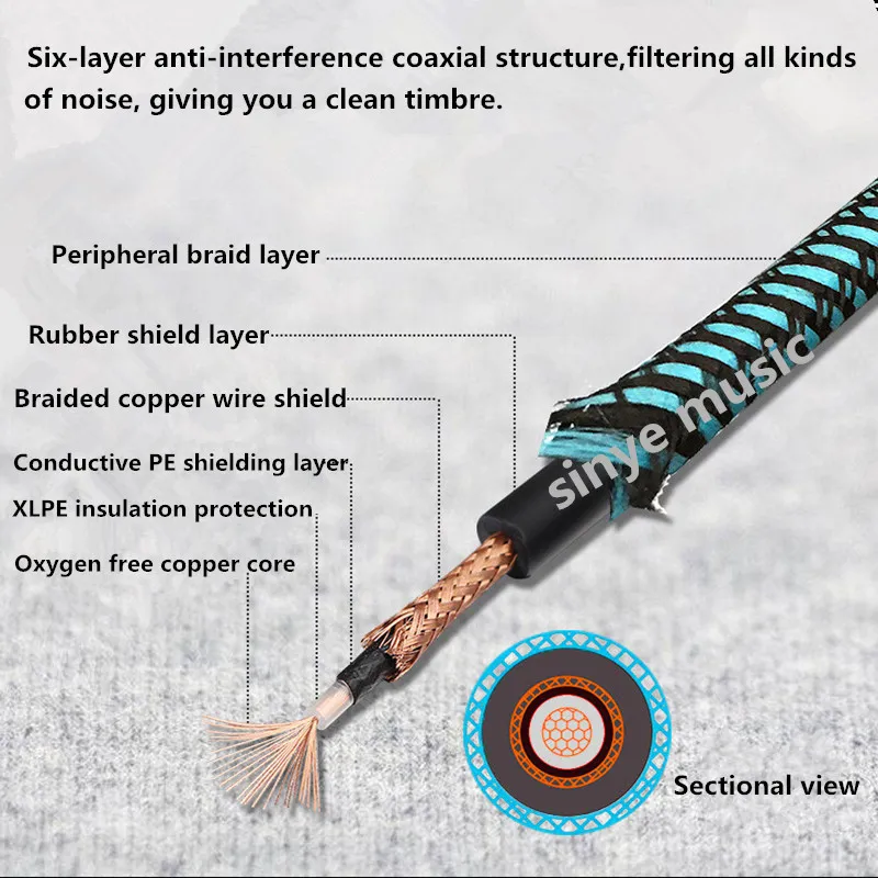 Elektro gitar kablosu tel kordon 3M 5M 10M gürültü korumalı bas kablosu gitar amplifikatörü aksesuarları müzik aletleri