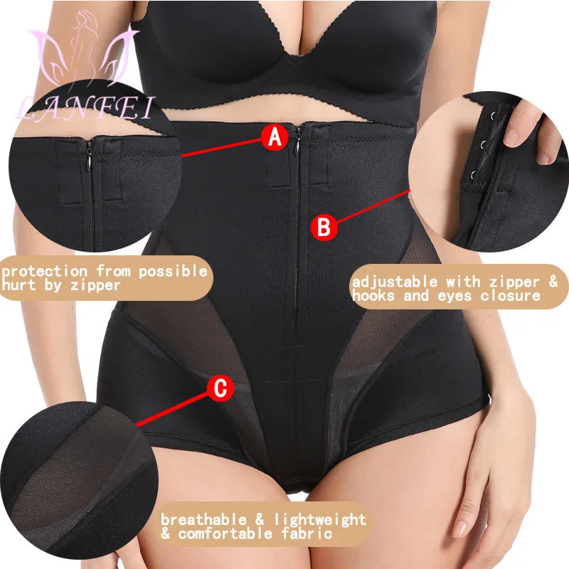 Lanfei Womens High Weist Trainer Body Shaper Banties Faja Tummy Control Slimming Seamless Whipwear Workear Butt Butt