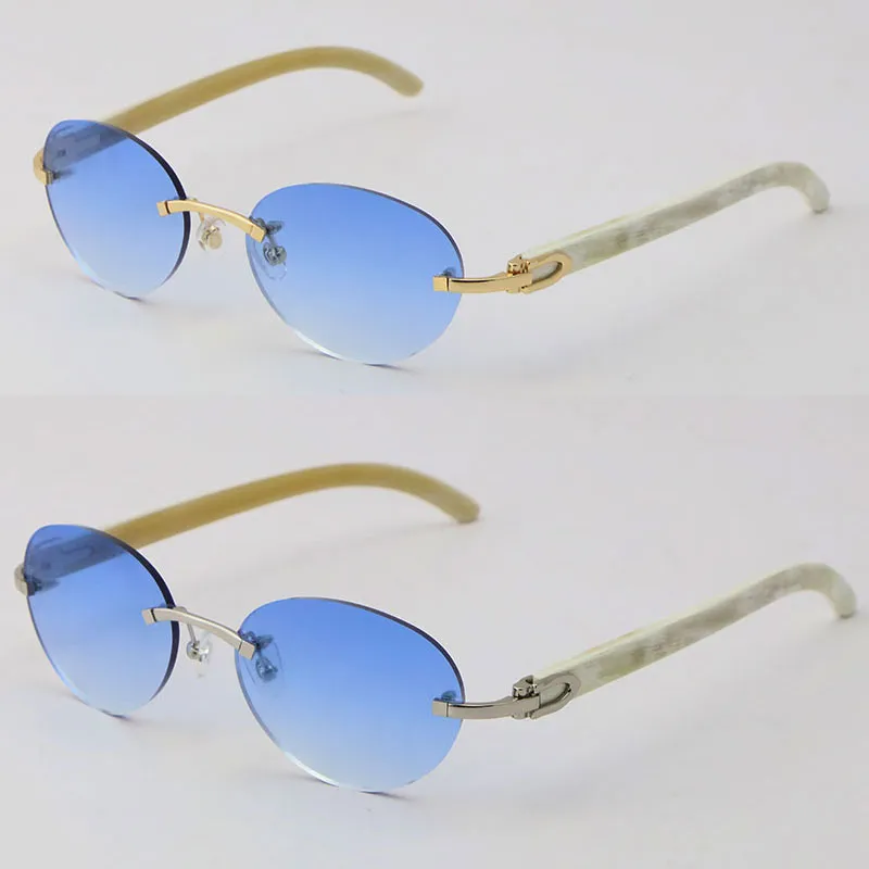 Nuovo modello di lusso bianco autentico corno naturale occhiali da sole senza montatura in metallo donna design modello classico occhiali da sole uomo moda 18 carati oro236l