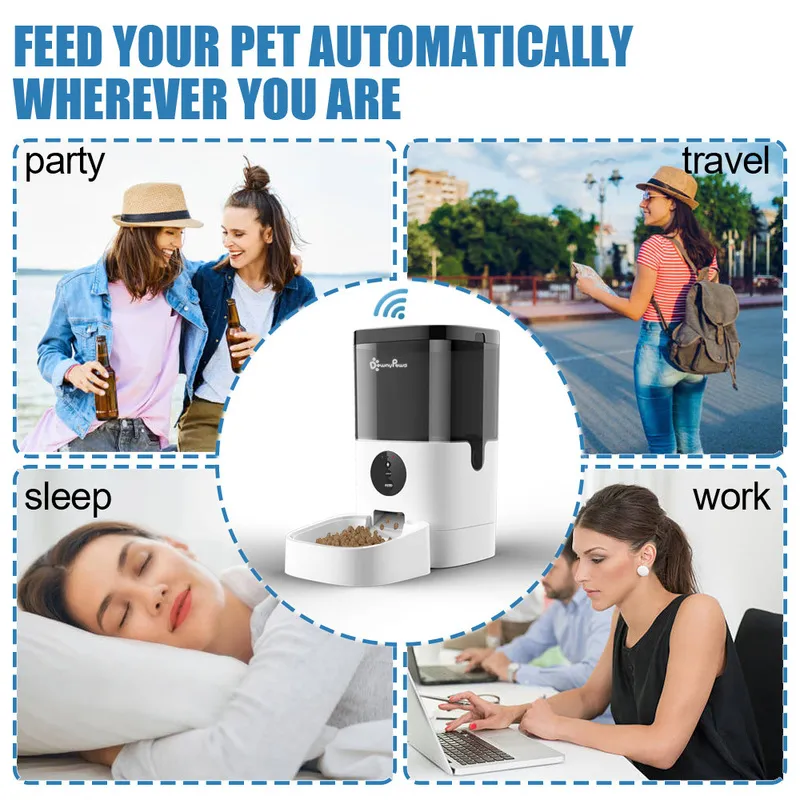 DownyPaws 4/6L Automatic Pet Feeder For Cats Smart WiFi With Voice Recorder Timing Large Capacity Dog Cat Food Dispenser 220323
