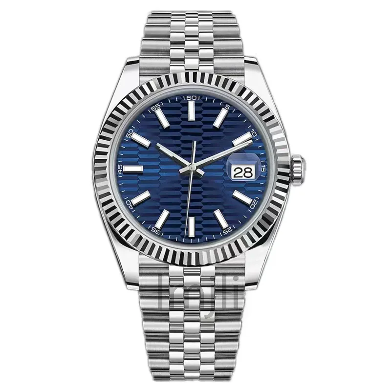 Мужские механические часы 36, 41 мм с синим бриллиантовым циферблатом, классические наручные часы с ремешком из нержавеющей стали260y