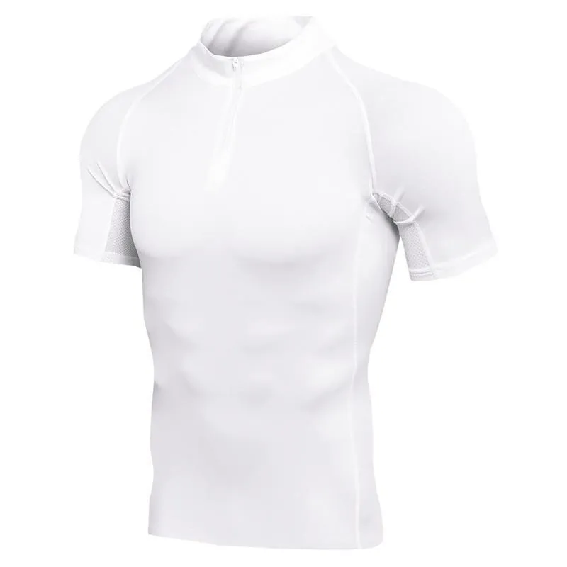 Rashguard Sporting Fitness Shirt Compression Running Zipper Extensible T-shirts Bodybuilding Gym À Manches Courtes Basketball Chemises 220629