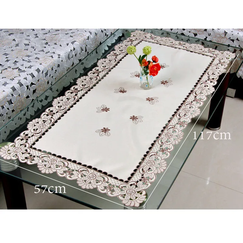 Белая скатерть из вышитая кружевная ткань цветочная атласная ткань столовая декор пыли доказывание карта 220627