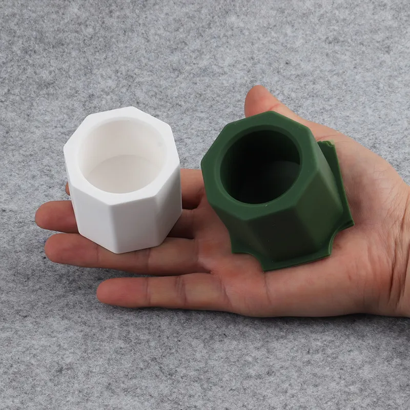 Single Hole Octagonal Silicone Concrete Fleshy Flower Pot Candlestick Ceramic Clay DIY Crafts Cactus Cement Molds 220611