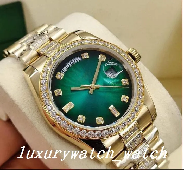Montres de luxe Qualité Hommes 18K Or dSteel diamant Bracelet 36m automatique montre mécanique femme Diamant Cadran Montre-Bracelet Fash283L