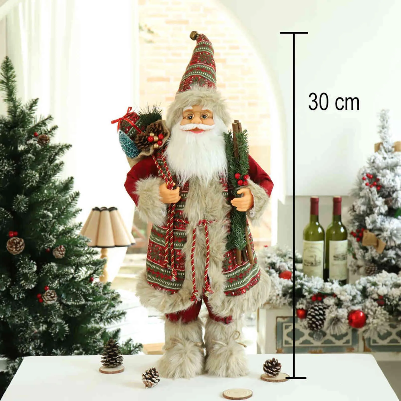 New Year 2022 Christmas Decorations for Home 25 Style Height 30cm Santa Claus doll Children`s gifts Window Ornaments Navidad H1112