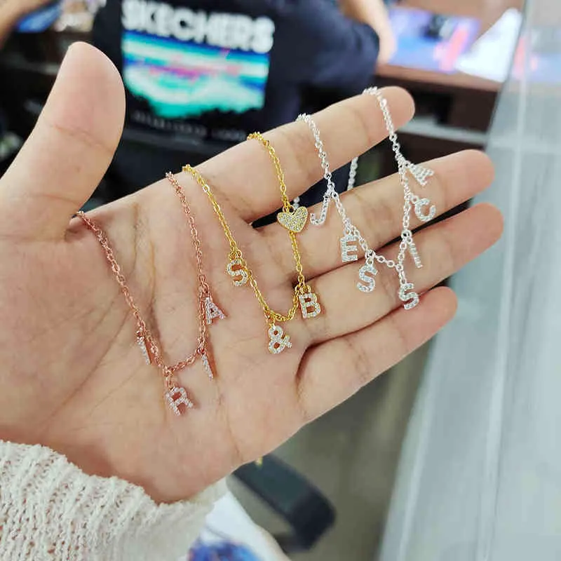 Benutzerdefinierte Diamant-Halskette mit Pavé-Kristall, Buchstaben, personalisierte Namensanhänger-Halsketten, Schmuck Y2204282534
