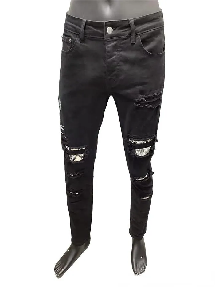 Designer Hommes Jeans Mode Solide Style Classique Jean Skinny Fit Moto Biker Denim Hommes Pantalon Top Qualité Taille 2940