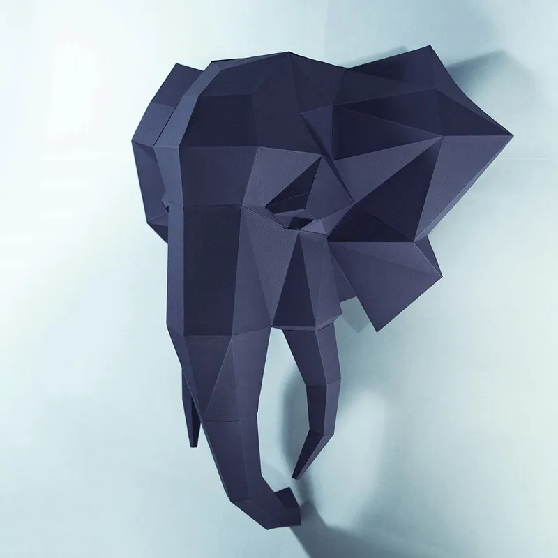 Tête d'éléphant 3D papier modèle Sculpture animale 72CM Papercraft bricolage artisanat pour salon mur Art décoration de la maison 2206093264