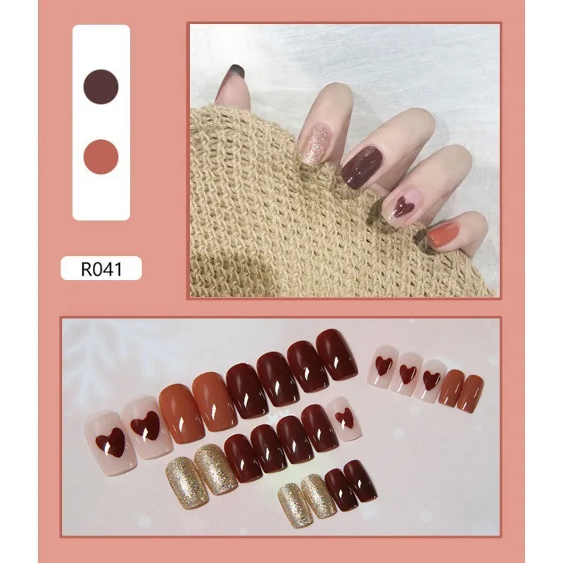 falsche Nägel süßer Stil gefälschter Gelee Finger Maniküre Dekoration mit Kleberbekleidung Patch Removable 220716