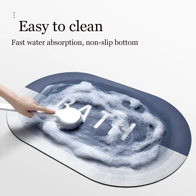 Diatomée boue tapis de bain à séchage rapide toilette absorbant l'eau tapis de pied ménage salle de bain toilette anti-dérapant tapis salle de bain paillasson