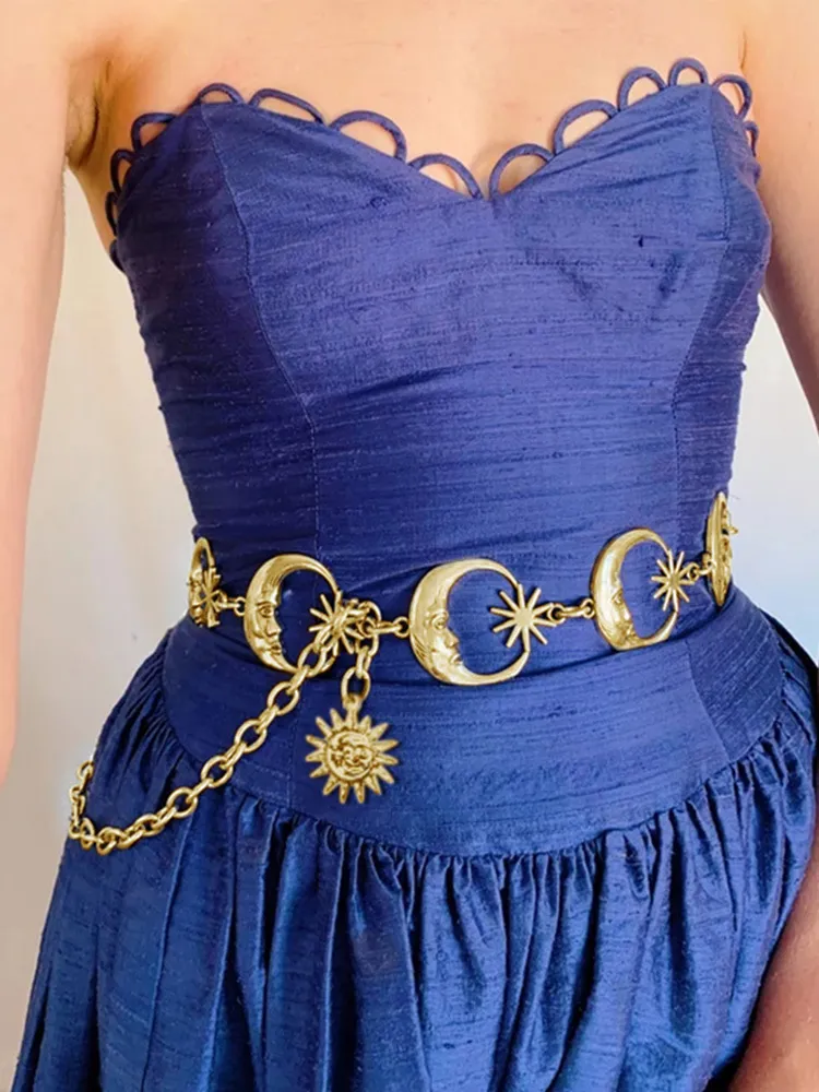 InsDoit chaîne ceinture femmes Harajuku gothique soleil Streetwear Punk métal Vintage taille haute pendentif femme fête 220712