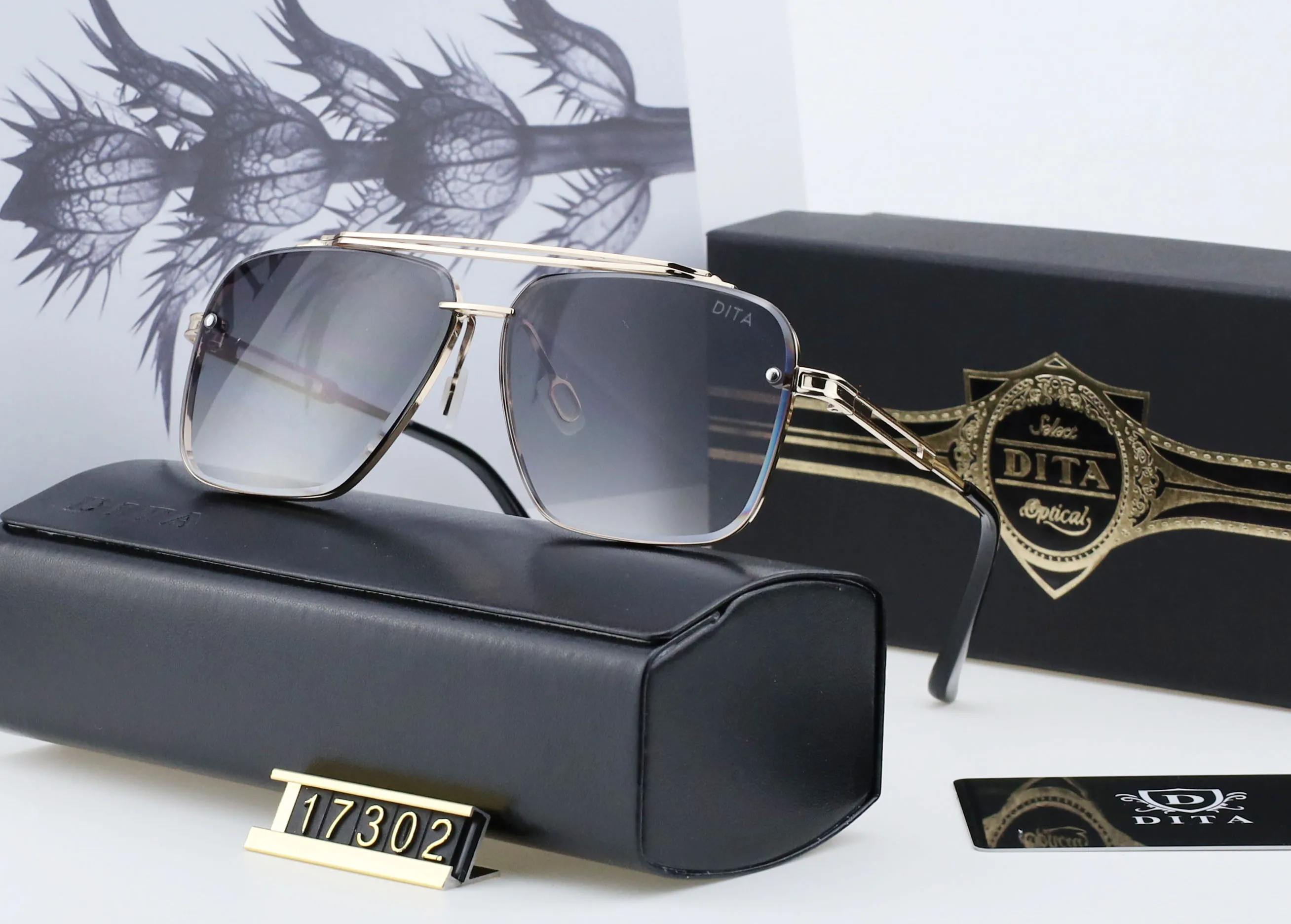 Лучший дизайнер Dita 17302 Солнцезащитные очки мужские и женские металлические ретро модные дизайнерские черные очки с дверью, все соответствуют UV 400 Po244B