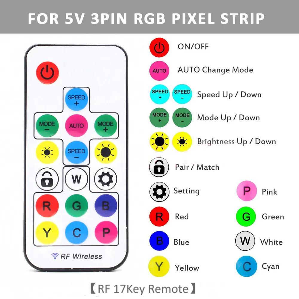 DC 5V 3Pin SATA RGB controlador Molex 4Pin PC computador de computador de iluminação controlador de pixel para WS2812B Endereçável LED Luz tiras