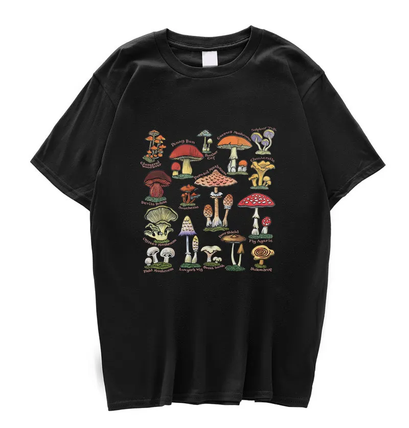 Винтажная модная футболка большого размера с принтом грибов Egirl Grunge Эстетическая уличная одежда Футболки с рисунком Женские футболки Симпатичные топы Одежда 220411
