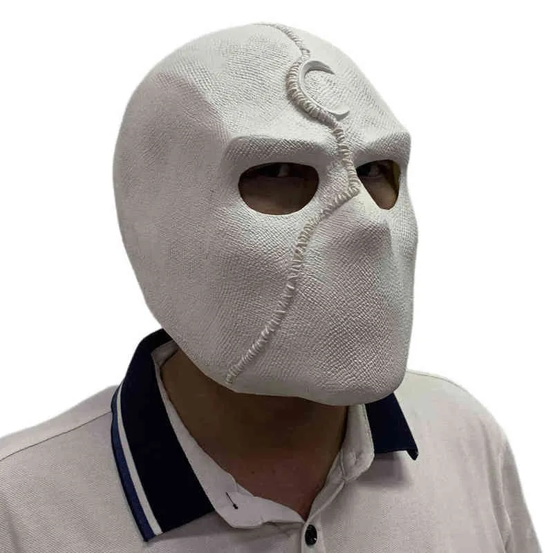 Super Hero Moon Knight Cosplay Costume Latex Masks Hjälm Masquerade Halloween Accessories Party Costume Weapon Props G220412201N