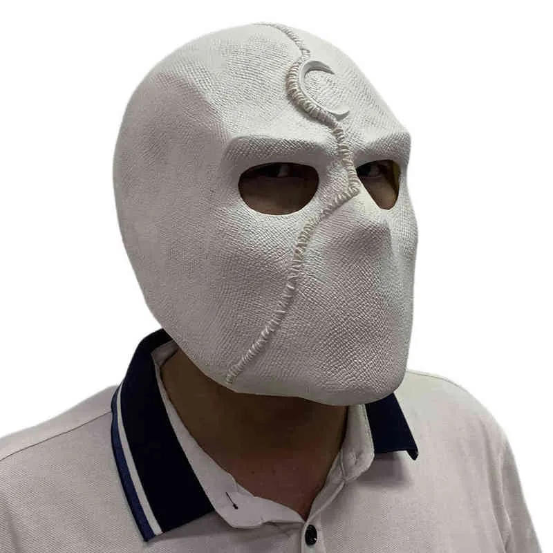 Super Hero Moon Knight Cosplay Traje Latex Máscaras Capacete Masquerade Halloween Acessórios Festa Costume Arma Adereços G220412