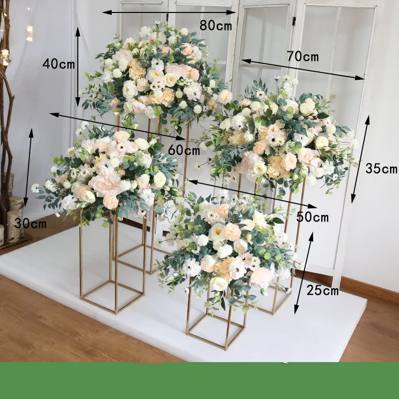 Nouvelle fleur artificielle table noyau couronne fête de mariage fond décoration route plomb fleur boule rose fleur boule ornements C0817