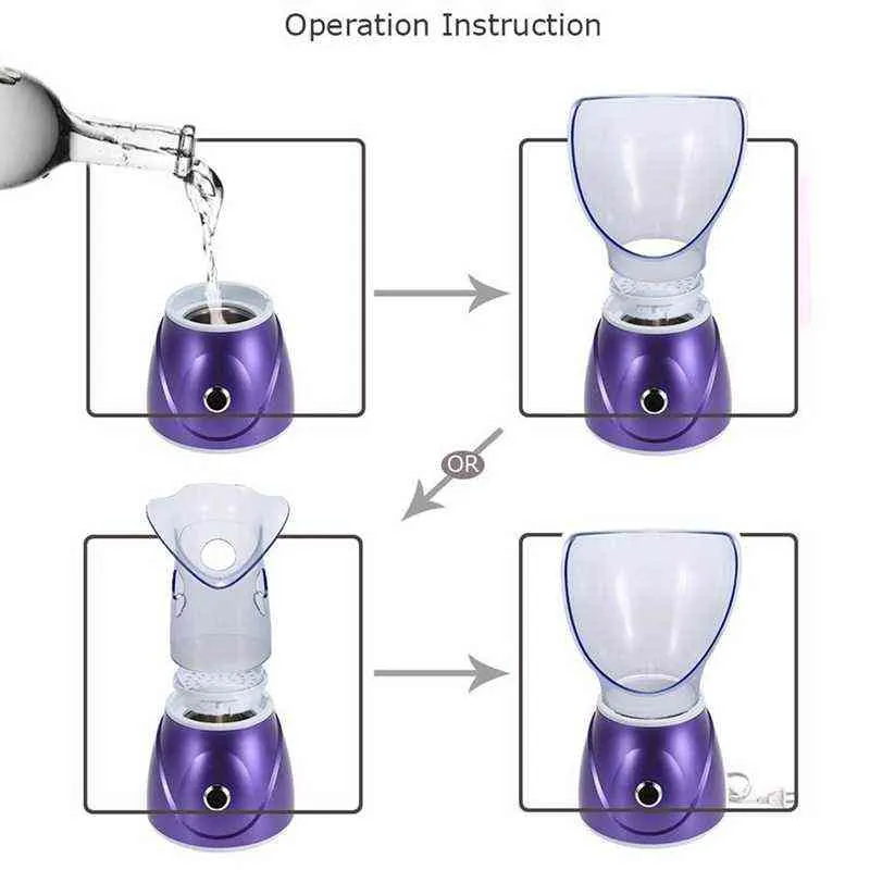 핫 페이셜 스티머 전문 증기 흡입기 얼굴 마스크 모이스처 라이저 용 사우나 스파 - 아로마 테라피 EU 플러그 220505와 부비동