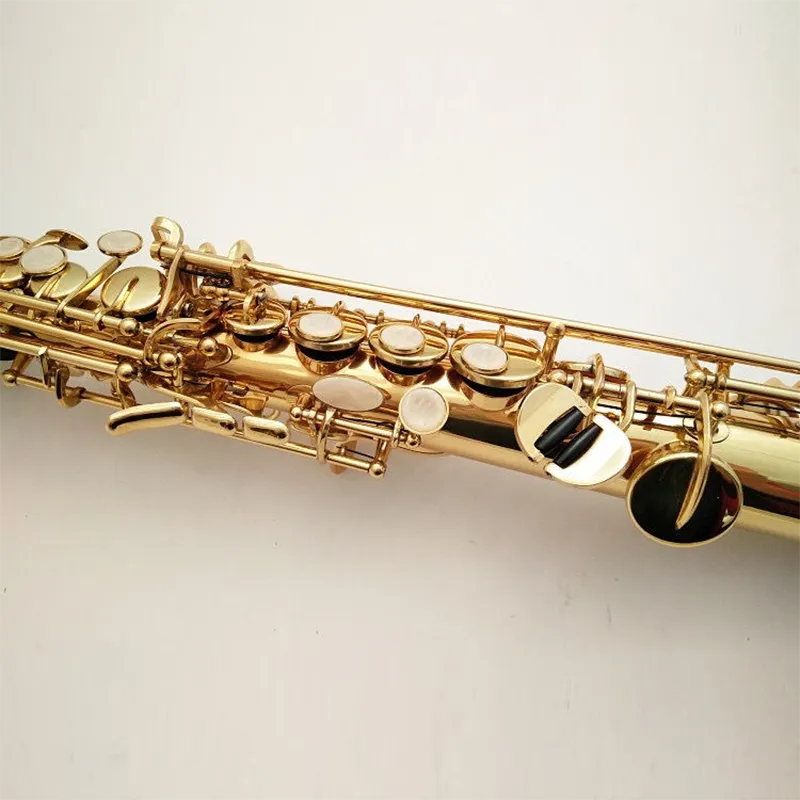 Golden B-Key Professional Soprano Saxophone S-901 Model Oorspronkelijke structuur Messing Goud vergulde rechte pijp Slastische instrument