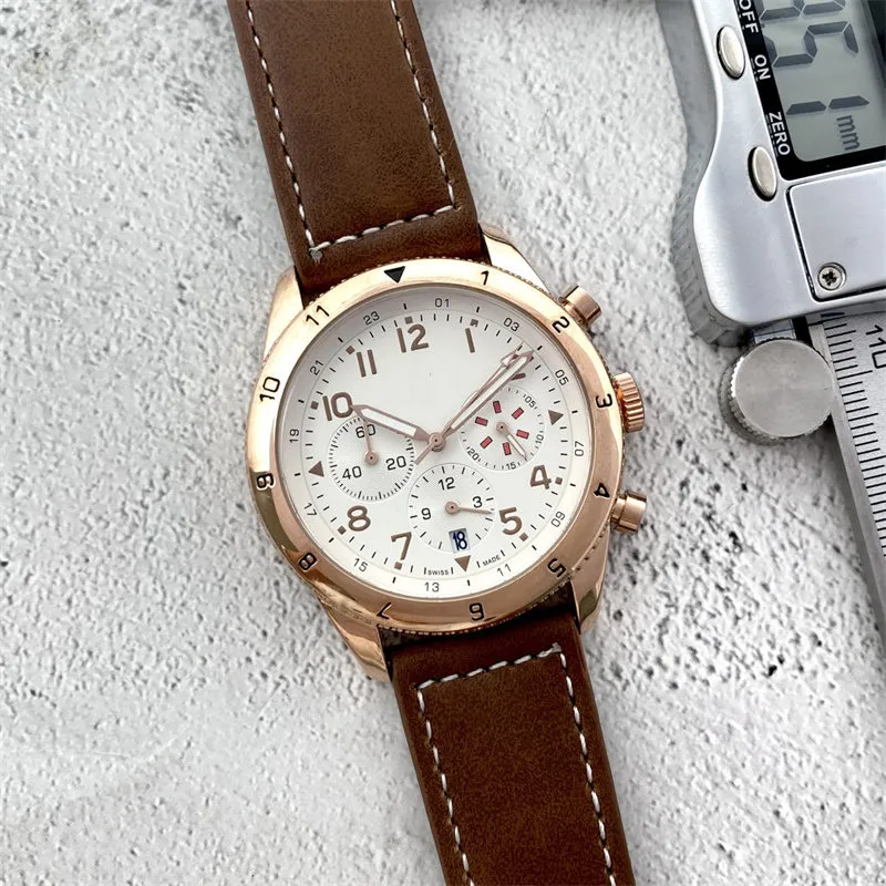 mens quartz watches stopwatch calendar 43mm dial Japanese VK quartz movement 316L fine steel case man watch198n