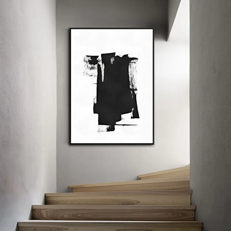 Moderne abstracte canvas zwart-wit kunst Posters Feather Pictures Posters Nordic Wall Decor Schilderijen voor Woonkamer