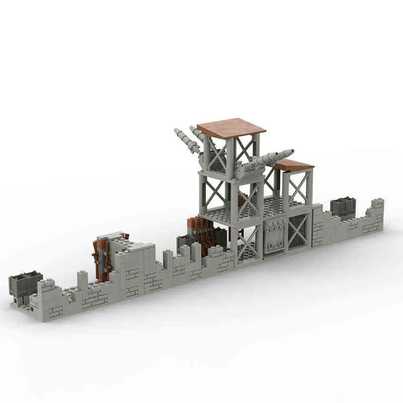 MOC Creative Fortress Building Block om de Battle Royale Peace Elite Battlefield Military Base samen te stellen om kinderspeelgoed G220524 te bouwen