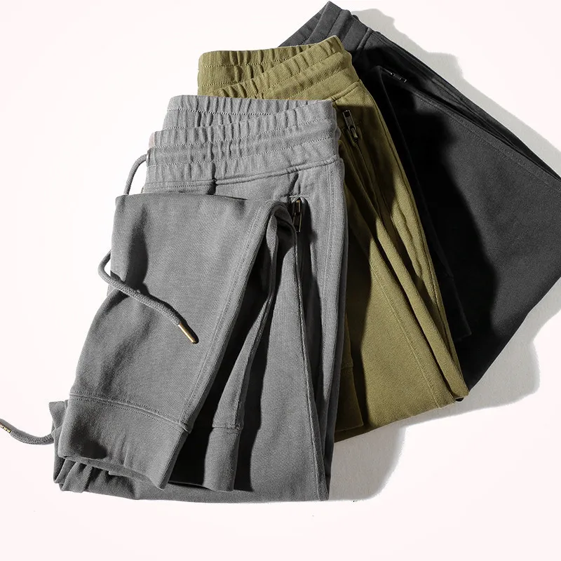 Jesienne proste skokowe spodnie dresowe moda męska czysta bawełniana mycie stara jogger elastyczna talia sznurka sportowa spodni CX220401