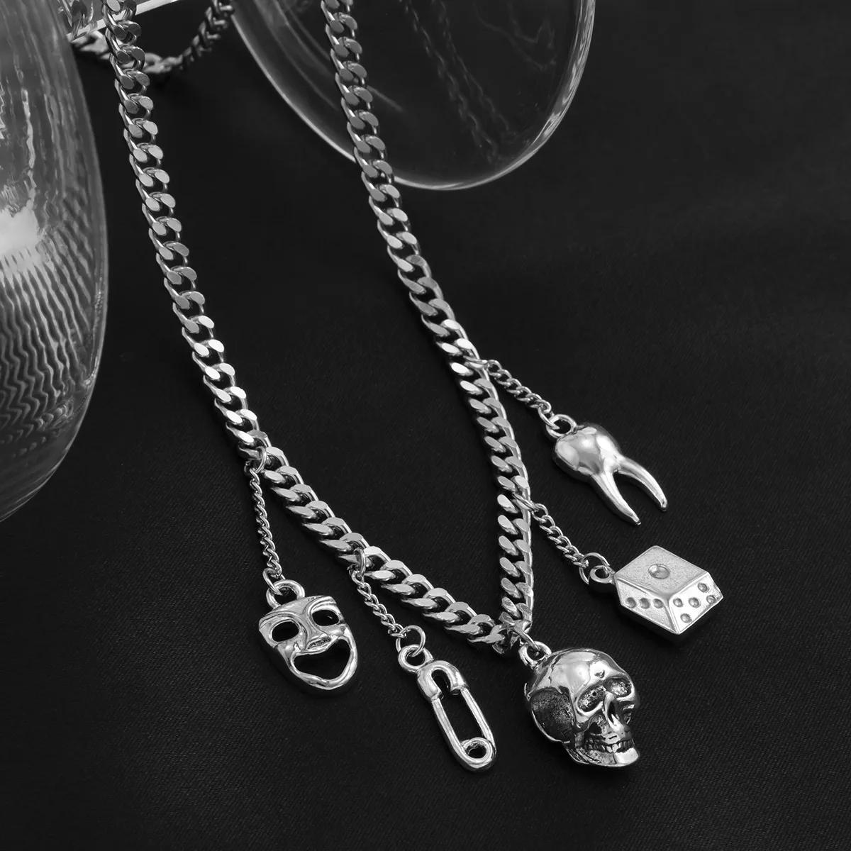 Vintage Pearl Heart Slull Charms Halsband Choker Y2K Eesthetic Gold Cuban Link Chain for Women 2022 New Fashion Jewelry Accessories Mamma gåvor Födelsedag för damer