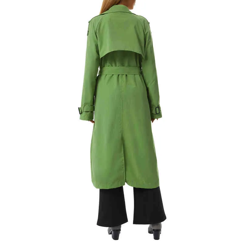Faux podwójny płaszcz damski Klapa Klasyczne Lapel długie rękawy wiatroodporne płaszcz z paskiem 4 kolory L220725