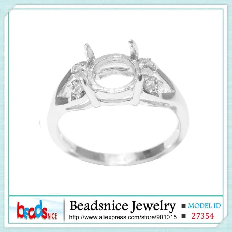 Anéis de cluster Beadsnice Sterling Silver 925 Jóias Finas Acessórios Redondos DIY Semi Mount Gem Ring Setting Diamond Wedding264o