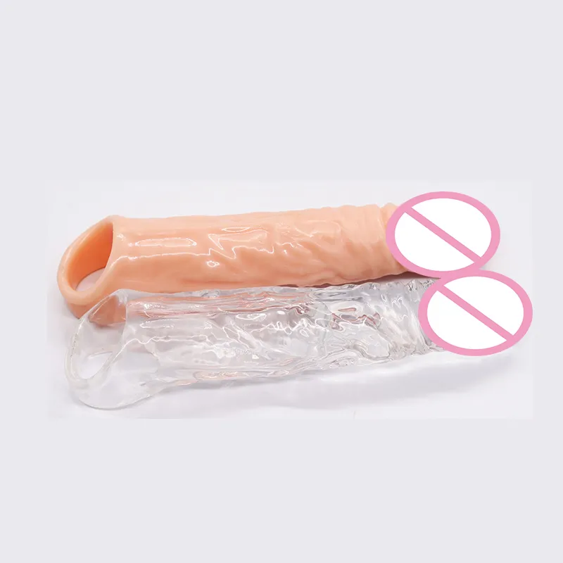 Extensor de manga pene reutilizable condones reutilizables juguetes sexyuales para hombres ampliador transparentecarne
