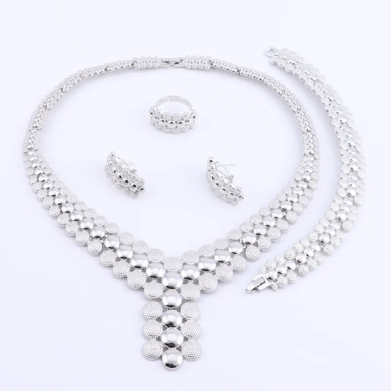 Mariage nigérian perles africaines ensemble de bijoux femmes Costume africain ensemble de bijoux Dubai argent plaqué collier ensembles 220726