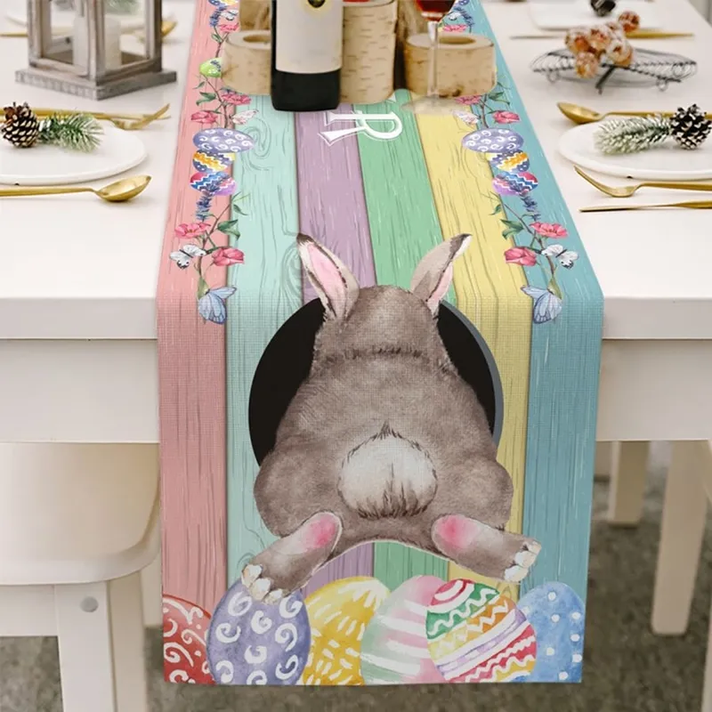 Bunny Egg Easter Table Runner Tyg Party Decoration Happy Eater Day For Home 220615