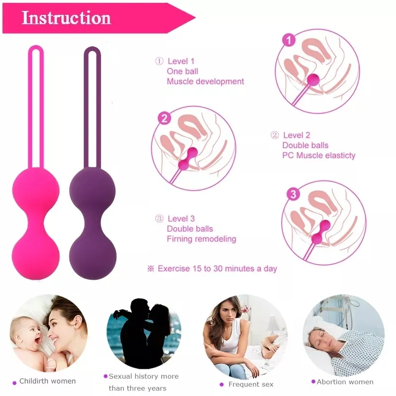 WAKEWAY Sicherer Silikon-Smart-Ball-Vibrator für die Vagina-Straffung, Trainingsgerät, sexy Spielzeug für Frauen, Vaginal-Geisha