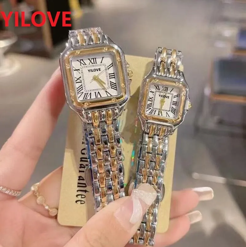 Mode Vrouwen Horloge Vierkante Romeinse Wijzerplaat Quartz Horloge Kleine Rose goud zilver Roestvrij Stalen Armband Ketting Dame Watch270C