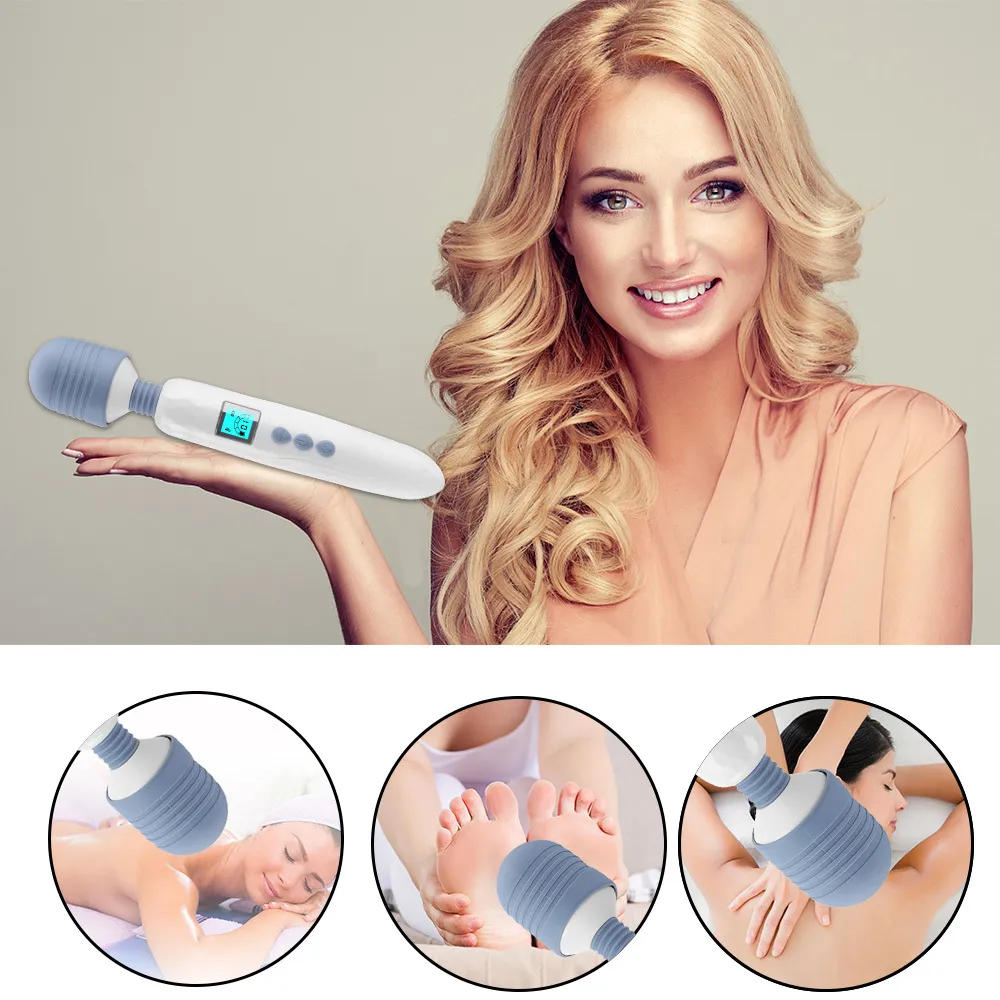 Ikoky Magic Wand Clitoris stimulerar 36 Speed ​​LCD AV Stick Vibrator Kvinnlig onani Massager uppvärmd G Sexig leksaker