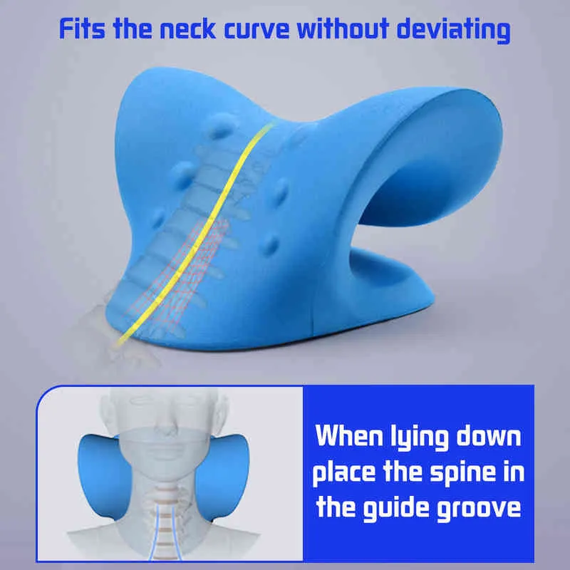 Nek schouder stretcher relaxer cervicale chiropractie tractie apparaat massagekussen voor pijnverlichting cervicale wervelkolom uitlijning 220507