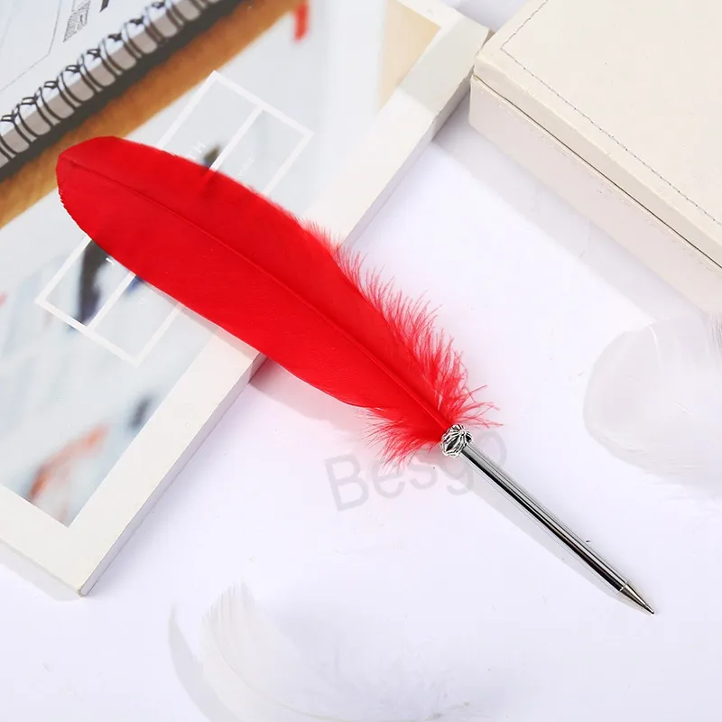 Renkli Tüy Beyin Pen Retro Tüyler Öğrenci Yazma Kalem Ofisi Reklamcılık İmza Pens Okul Malzemeleri BH73046330