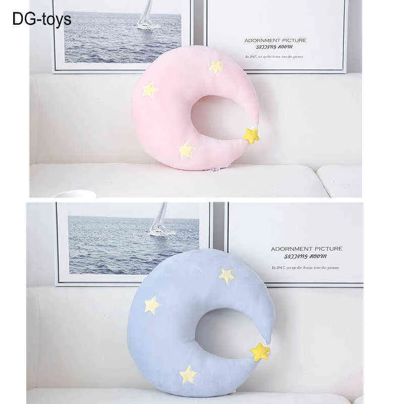 Nordic Blue Moon Hairball Sun Pillow Plush Soft Pink Star Ornamental Travel Halsring SOFA DECOR Girly Room J220704