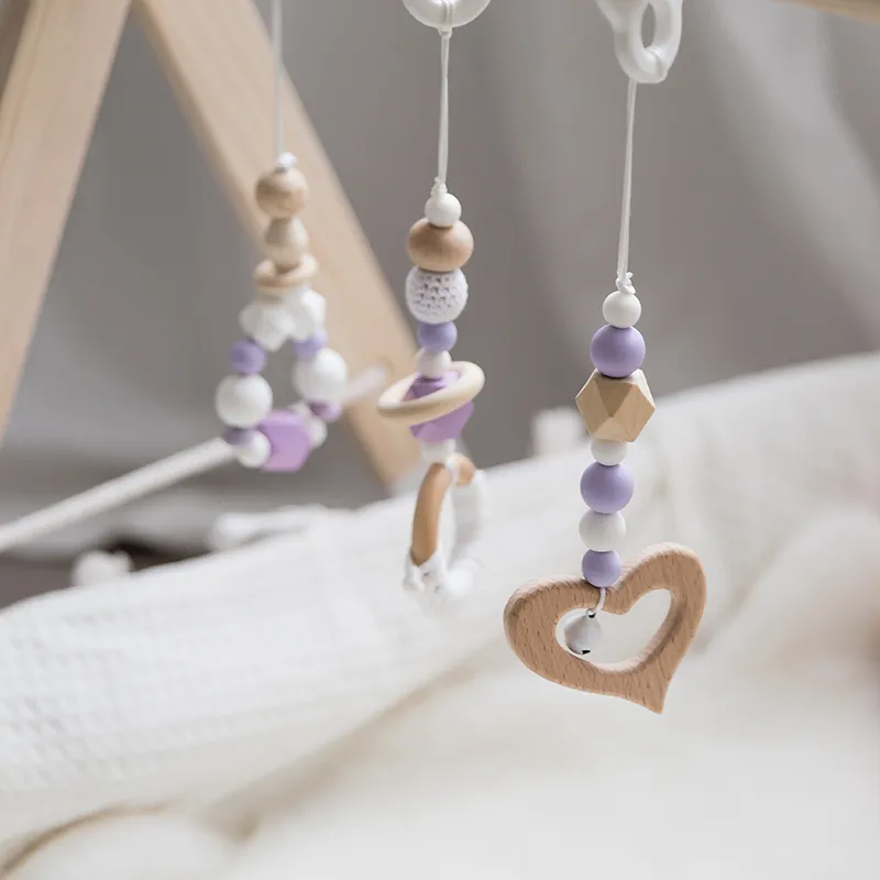 3 pièces/ensemble bébé hochets perles en bois pendentif berceau Mobile jouets lit suspendu décor à la main poussette accessoires produits pour bébés 220428
