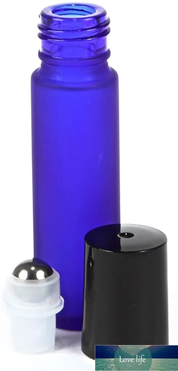 Flacons à bille en verre bleu cobalt vides 8 unités avec billes en acier inoxydable pour huiles essentielles, parfums de Cologne