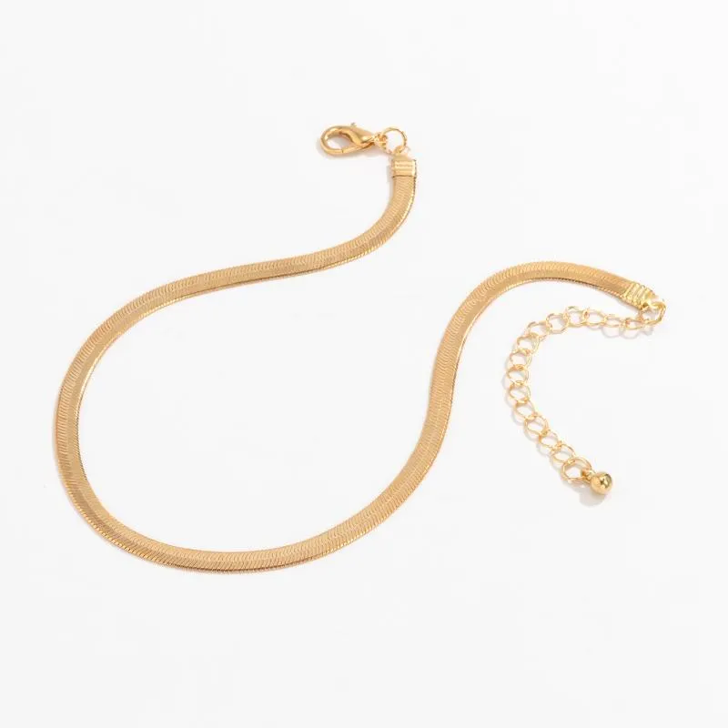 Cavigliere Gotico Basic Semplice Lama Piatta Bracciale a catena con serpente sulla gamba uomo Donna Punk Color oro Cavigliera in rame Kpop Piede Gioiello341Y