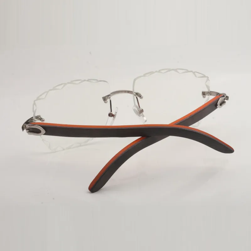 Nieuw design gesneden brilmonturen met heldere lens 3524028 oranje houten brilveren, unisex maat 56-18-140 mm Express330I